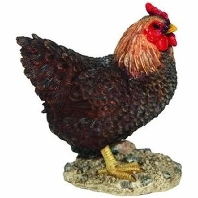 Esschert Design tuin dieren beeld - Kip - bruin - 20 cm - polystone - boerderij thema