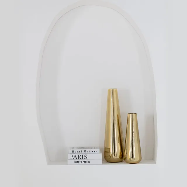 J-Line vloervaas Blad - aluminium - goud - small