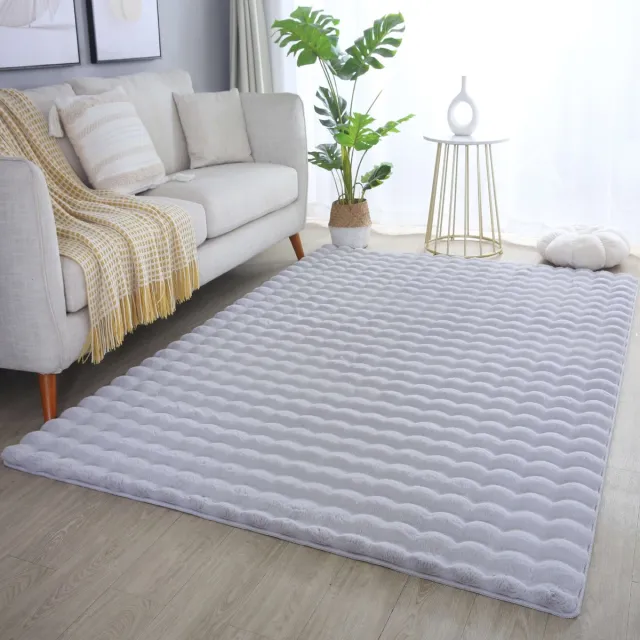 flycarpets Felicia Hoogpolig Fluffy 3D Design Vloerkleed - Zilver - 140x200 cm Grijs