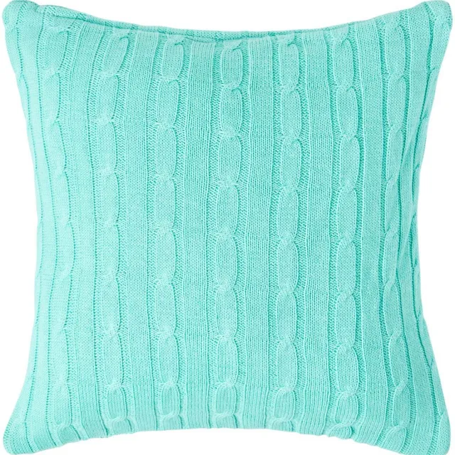 Homescapes Kabelgebreide kussenhoes in pastelgroen, 100% katoen, 45 x 45 cm