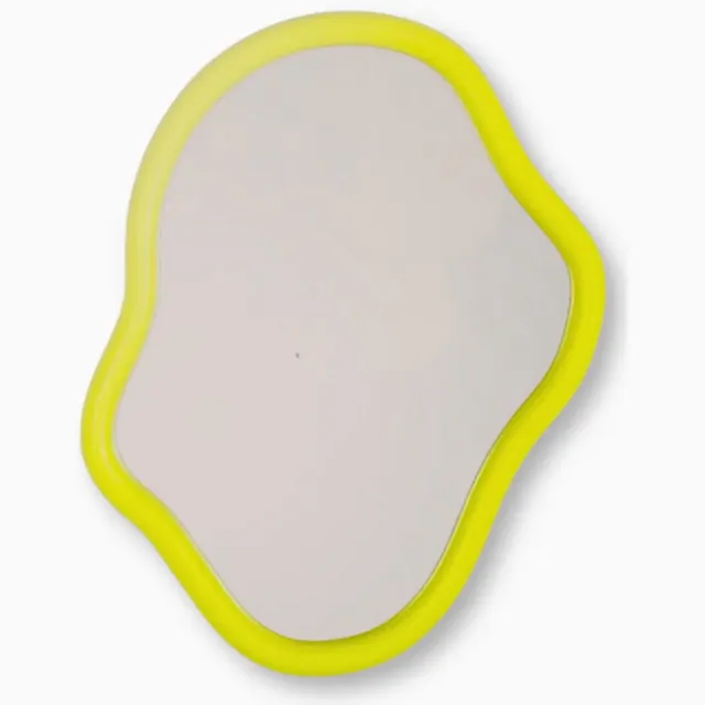 Housevitamin Retro Organische Wandspiegel Neongeel – Moderne Design Spiegel – MDF & Glas – 30 x 40 cm geel
