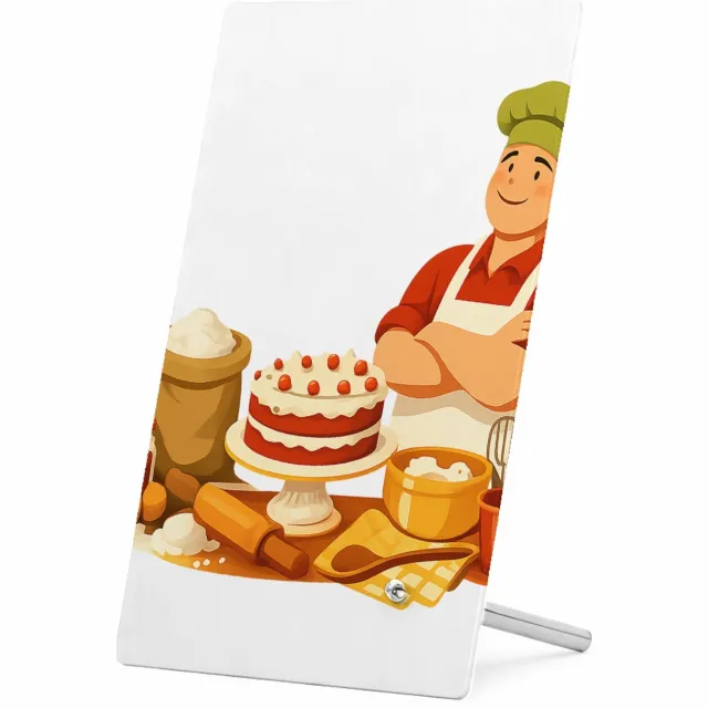 Mr Cadeautjes Glasframe 11 x 16 - design Een warm keukenportret met grote decoratieve tekst bovenaan | cadeau Wit