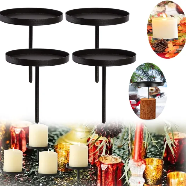 Buyya Kaarshouder Met Pin, Kandelaar Voor Staafkaarsen, Voor Pilaar- en Tafelkaarsen, Kerstversiering. Zwart