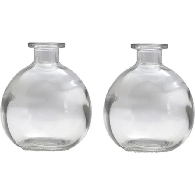 CHAKS Bloemenvaas/flesvaas - 2x - helder glas - D12 x H14 cm - bolvaasje Transparant