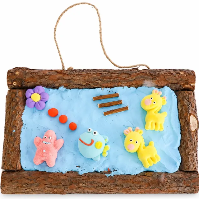 SWGOTA Houten knutsellijst met boomschors 40 x 30 cm - Rechthoekige DIY-decoratielijst met ophangkoord Bruin