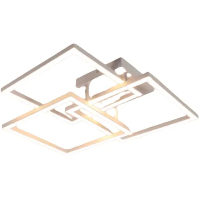 Stervia Led Plafondlamp - Meerlaags Vierkant Ontwerp - Inclusief Afstandsbediening - App Bediening - Dimbaar - Wit - 62 x 62 x 11 cm