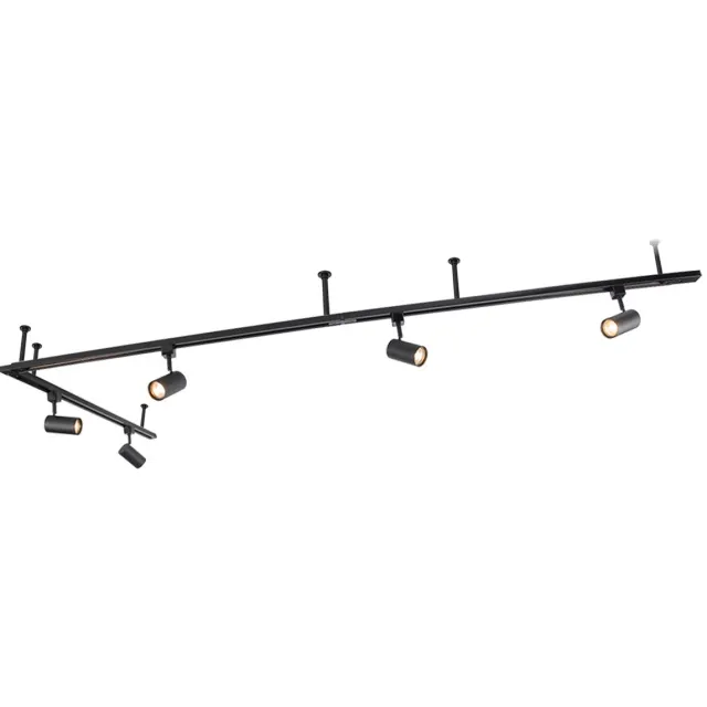 QAZQA iconic jeana - Moderne Spot railsysteem verlichting, railverlichting geschikt voor led - 5 lichts - L 286 cm - Zwart Zwart H