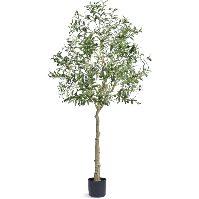 Vevor Kunstmatige Olijfboom 81x81x179cm Kunstplant Paneel Pe Kunstplanten Nep Plastic Planten In Pot Kunstbloem Geurloos Waterdicht Ideaal voor Het Decoreren Van Slaapkamer, Studeerkamer, Woonkamer Groen