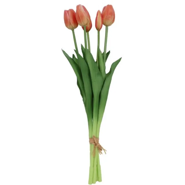 Countryfield Kunstboeket Tulpen Lang - Kunstbloem Zalm - 5 Stuks