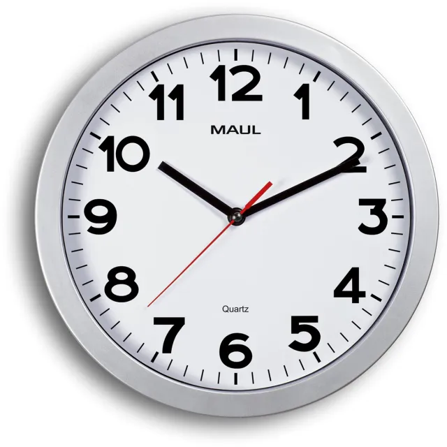Maul MAULstep wandklok, quartz, diameter 30 x 5 cm, kunststof kader, zilver wit