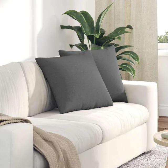 vidaXL Sofa Kussens 2 st Stof Donkergrijs 50 x 50 cm