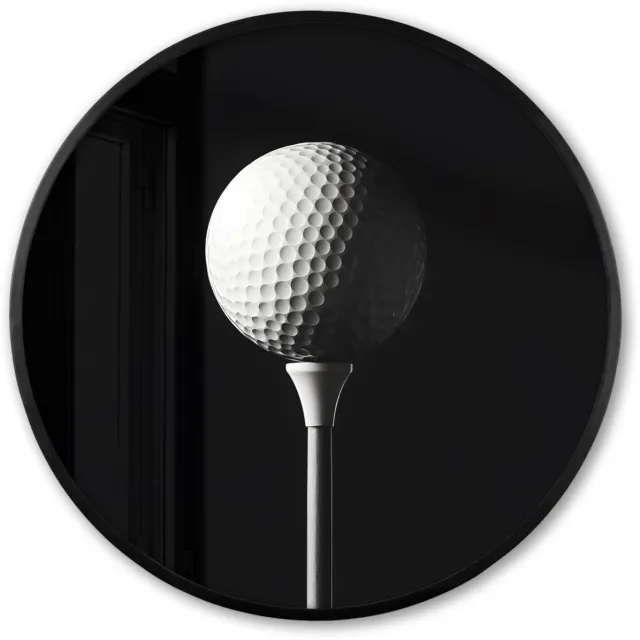 FrameYourWall Poster in lijst Rond - Fotolijst 80x80 cm - Posters - Golfbal - Minimalistisch - Wit - Ronde posterlijst zwart - Decoratie - Wanddecoratie woonkamer - Muurdecoratie slaapkamer