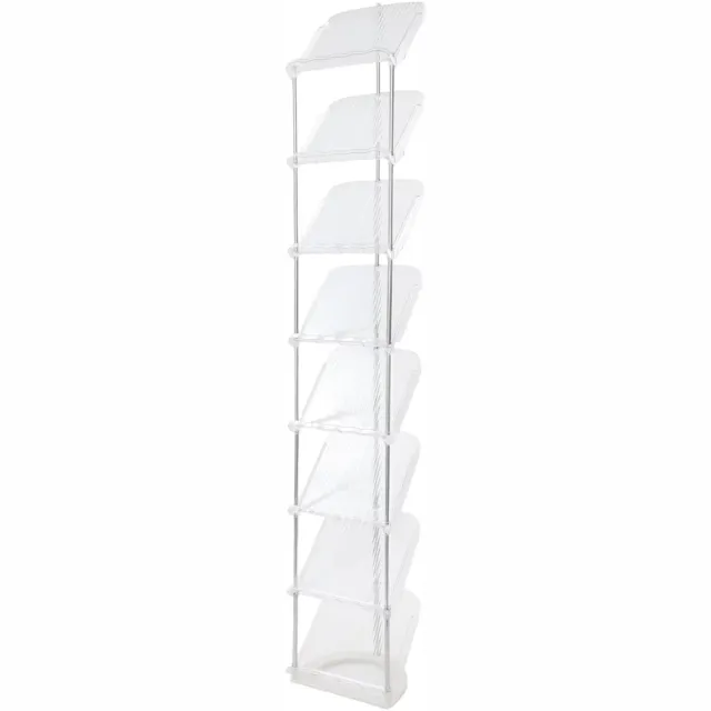 Happiq 8-laags vrijstaand schoenenrek – Voor woonkamer, keuken, badkamer, studeerkamer – Verticale schoenenorganizer – Grijs plastic (28 × 21 × 159,5 cm)