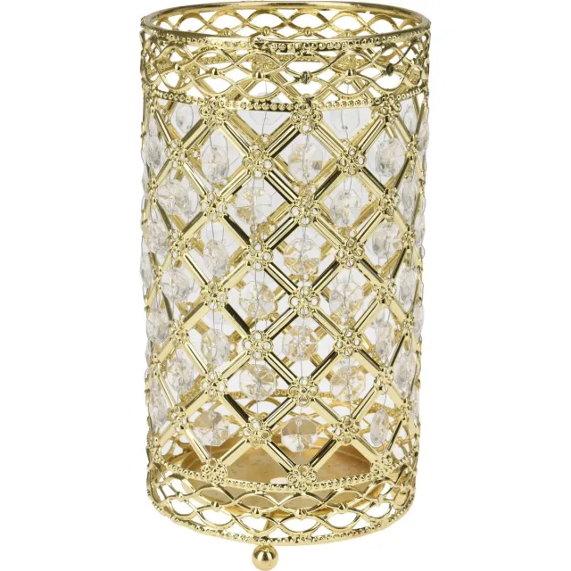 Excellent Houseware Windlicht/kaarsenhouder - goud - metaal - 11 x 20 cm Goudkleurig