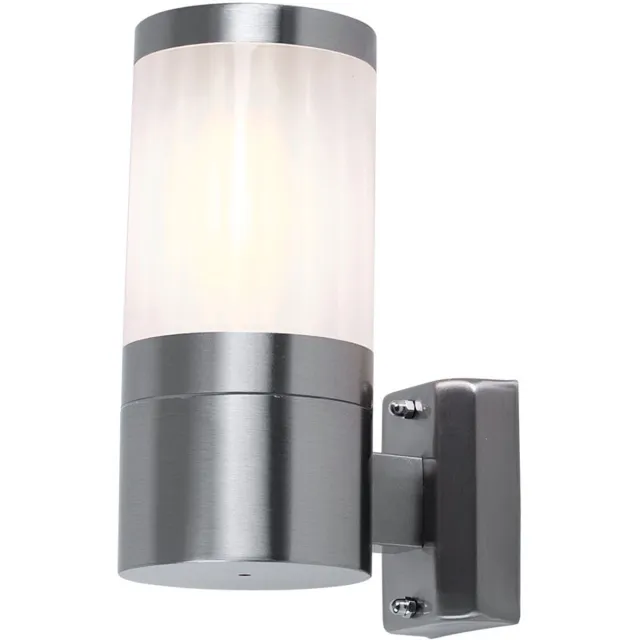 Globo Wandlamp buiten roestvrij staal voordeurlamp wandlamp tuin zilver wit gevellamp, metaal kunststof, 1x E27, DxHxD 10,2x24x15,5 cm
