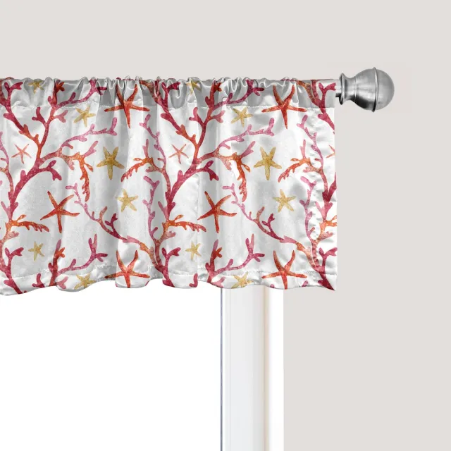 ABAKUHAUS Nautisch raamvalletje, gordijnvalletje voor keuken en slaapkamer met tunnelzoom, 137 cm x 30 cm, wit en meerkleurig Wit en veelkleurig