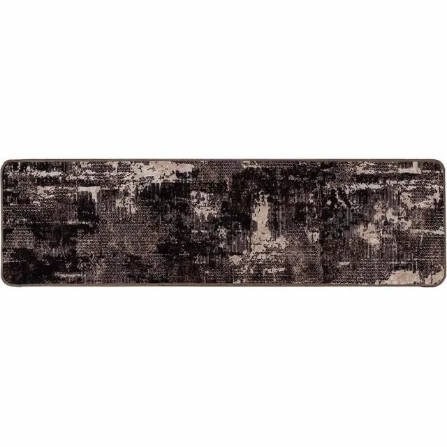 vidaXL Tapijt - Runner - MARSA - Zwart - en - Wit - 50 - x - 200 - cm - Polyester - en - PVC