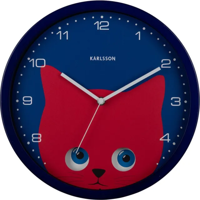 Karlsson Wandklok Peekaboo Cat - Blauw - 30.8x4.5x30.8cm - Wandklok Scandinavisch
