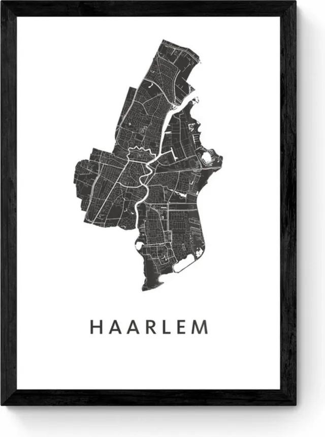 Kunst in Kaart Haarlem - Ingelijste Stadskaart Poster Wit