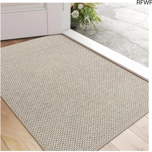 RFWR Vuilvangmat voor Binnen, Antislip Binnentapijt voor Voordeur en Achterdeur, Wasbare Deurmat 61 x 92 cm - Beige
