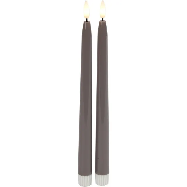 Countryfield LED dinerkaarsen - 2x st - grijs - 28 cm - met afstandsbediening