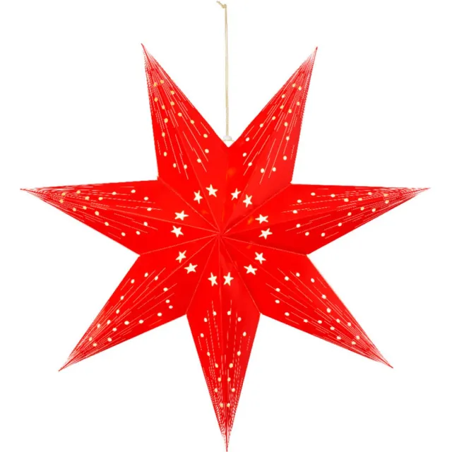 Lumineo Verlichte kerstster - rood - 40 cm - op batterijen - 20 led lampjes - warm wit