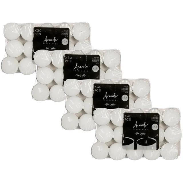 Acorde theelichtjes/waxinelichtjes - wit - 120x - 3 branduren