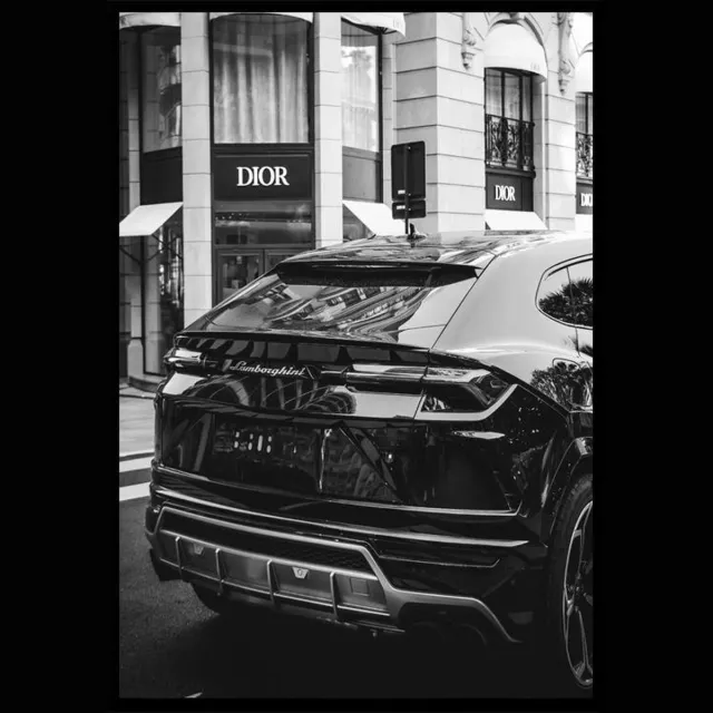 Punt. Fashion Store Lamborghini poster - A3 Zwart Wit