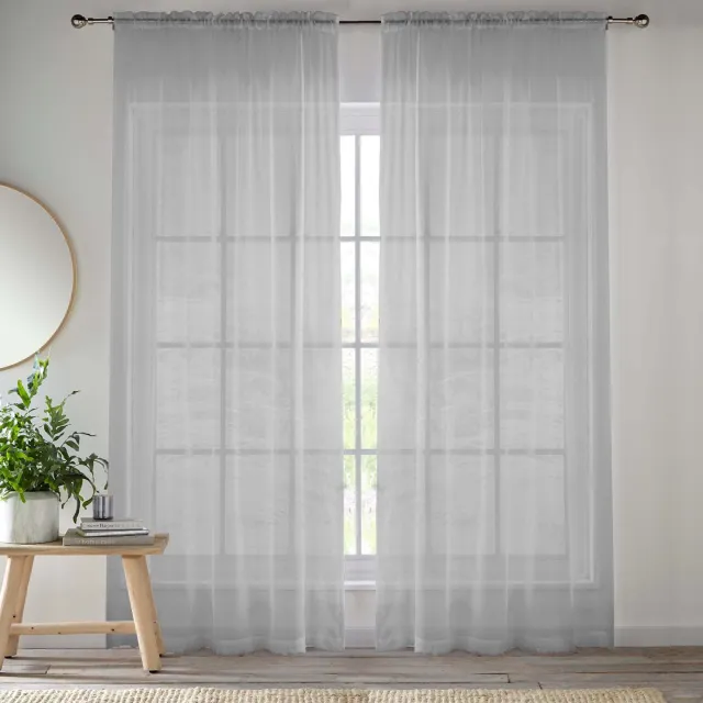 Ibenzoa Transparante Voile Gordijnen – 145 x 183 cm, Zilverkleurig