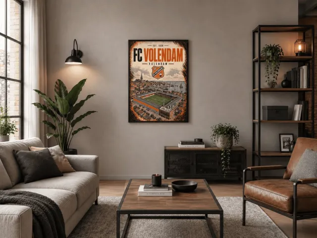 Joshimo FC Volendam Poster | Stadion en Skyline Volendam | Inclusief Zwarte A4 Lijst