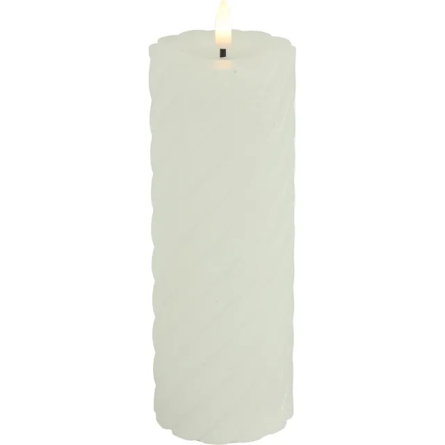 Countryfield Luxe LED kaars/stompkaars - wit - D7,5 x H20 cm - timer - twirly