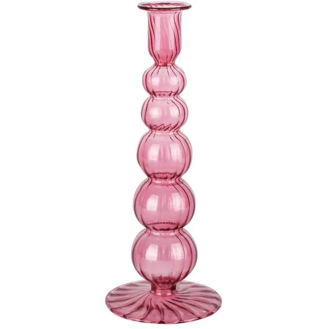 dekoratief Kaarsenhouder, paars/transparant, glas, 9x9x23cm | A258348