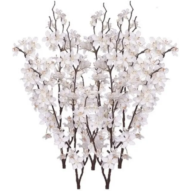 Bellatio Flowers & Plants Witte appelbloesem - 5x - kunstbloem/tak - 57 bloemetjes - 84 cm - nepbloemen - kunstbloemen