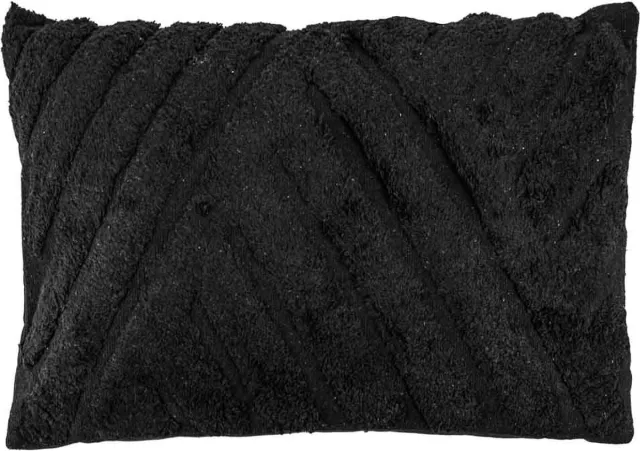 homebound by ky Sierkussen Fluffy stripes black rechthoek | 40x60cm | kussen strepen zwart rechthoek pluizig