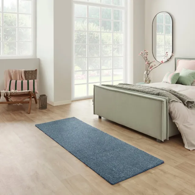 Carpet Studio Maine Loper Tapijt 67x180cm - Vloerkleed Laagpolig - Tapijt Woonkamer en Tapijt Slaapkamer - Kleed Blauw