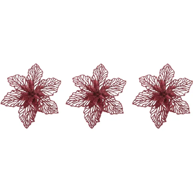 Cosy & Trendy Kerstboomversiering Kerstster - 4x - 17 cm - rood glitter - op clip - ornament