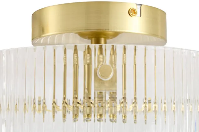 Lucande plafondlamp - 1licht - Glas, metaal - H: 20.5 cm - E27 - transparant, messing
