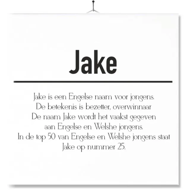 MC Living Tegel Met Opdruk | Betekenis | Kado | Cadeau | Met Naam - Jake Multi-Color