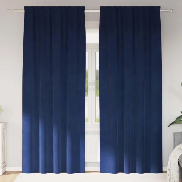 vidaXL Gordijnen 2 st Donkerblauw 140 x 225 cm fluweel