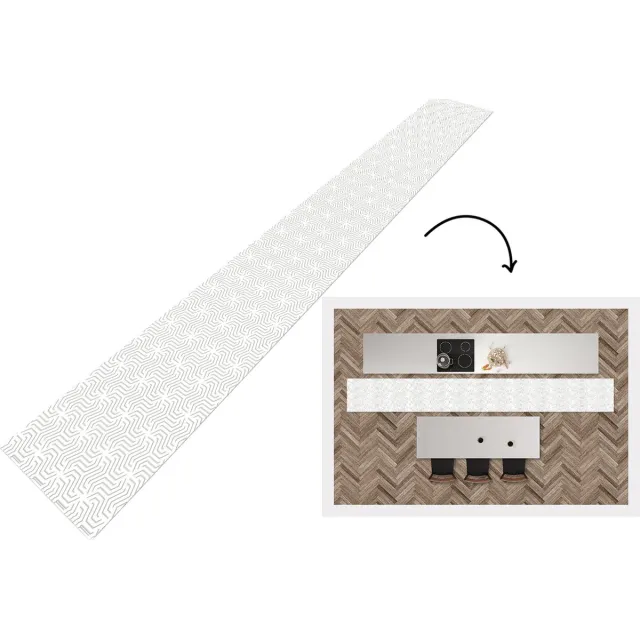 KitchenYeah Keukenloper - Keukenmat - Design - Lijn - Patroon - Zwart - Wit - Keuken vloerkleed