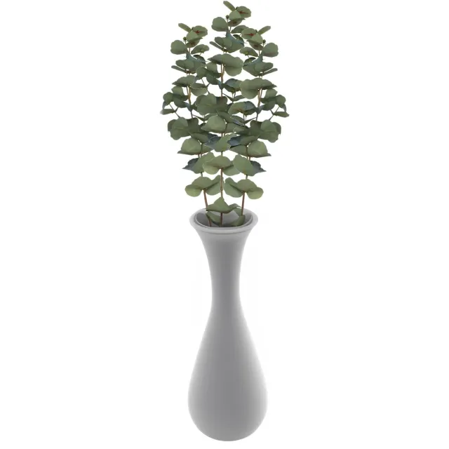 CHAKS Kunsttak Eucalyptus - 3x - 69 cm - kunst zijdebloemen - kunstplant - met knoppen Groen