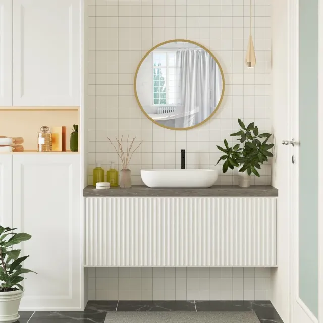 Relaxdays Ronde wandspiegel met gouden lijst, 60 cm, moderne hangspiegel voor badkamer, slaapkamer, woonkamer, hal, decoratieve make-upspiegel van glas, metaal, MDF en haken