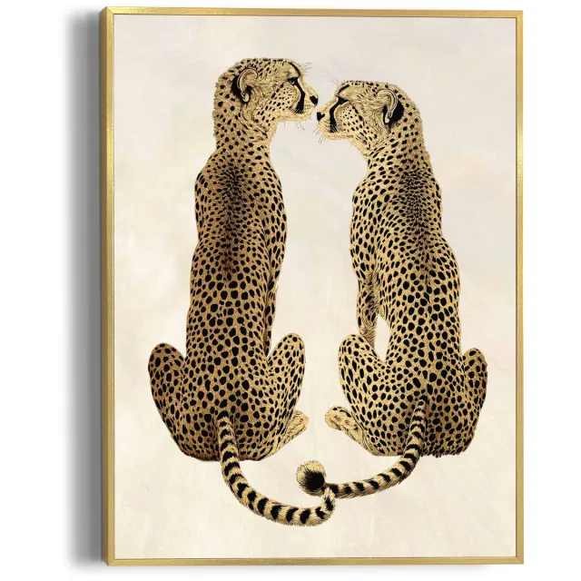 Reinders Schilderij Loving Cheetas - 40 x 30 - Hout - REINDERS Loving Cheetas Goud