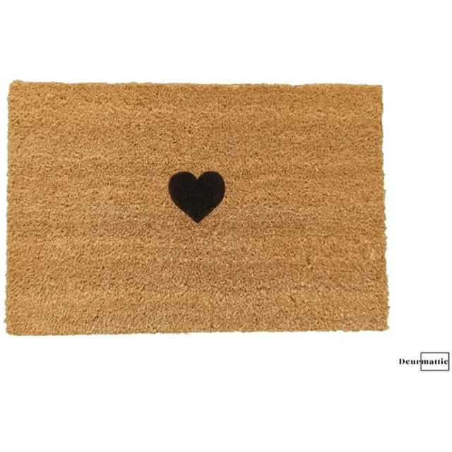 Deur Mattie Deurmat met hartje - Hartje - Deurmat kokos - Droogloopmat - Deurmat binnen - Valentijn Bruin