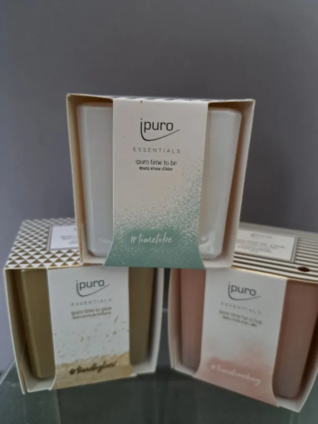 Ipuro geschenk set geurkaarsen - 3 stuks - time to be - time to glow - time for a hug - moeder dag - kerst - leuk geschenk - verjaardag - vriendin - mooi geschenk roze - goud en groen