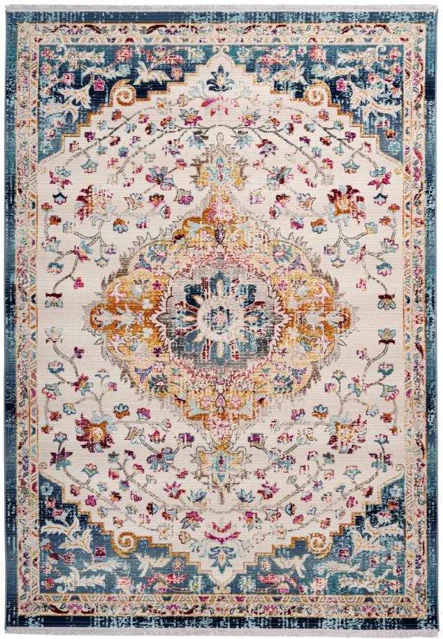 Dutch XXL Vintage Vloerkleed | Tapijt | Anouk | Medaillon | Wit/Blauw | 160x230 cm Wit / Blauw