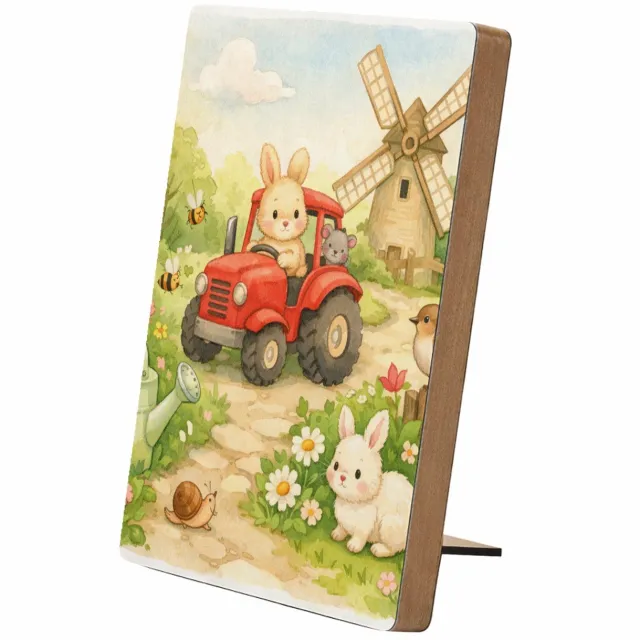 Mr Cadeautjes Glasframe/MDF 12,7 x 17,8 - design Een vrolijke tuinscène met een gieter, bijen, bloemen en kle | cadeau Wit
