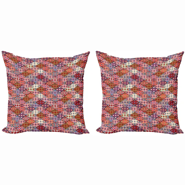 ABAKUHAUS Set kussenhoezen 2x Nomadic Rug – dubbelzijdig bedrukt – 40x40 Rosa