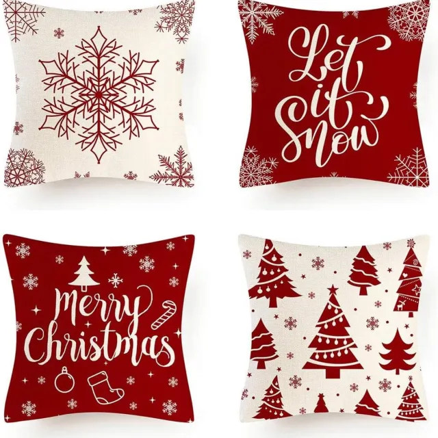 Hometex Waterdichte kussenbeschermers 50x50 cm voordeelset van 2 - met rits - kussenslopen oeko-tex certificaat - waterdichte kussenhoes kussenhoes 50x50 Rood Kerstmis