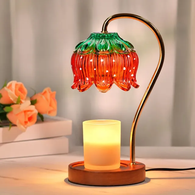 OUYLAF gesmolten waslamp - warmte lamp - kaars warmte lamp - aardbei - Met timer - Instelbare helderheid - nachtlampje - bureaulamp - perfect